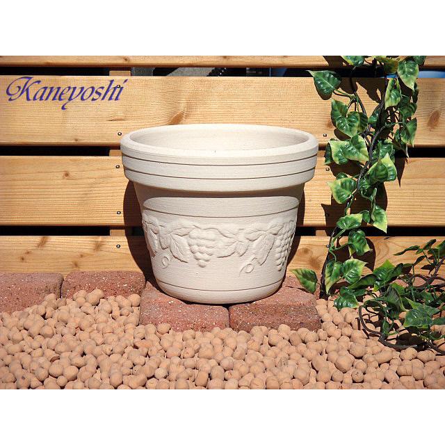 植木鉢 おしゃれ 安い 陶器 サイズ 22cm 深ブドウ鉢 7号 室内 屋外 白 色 常滑焼 | 