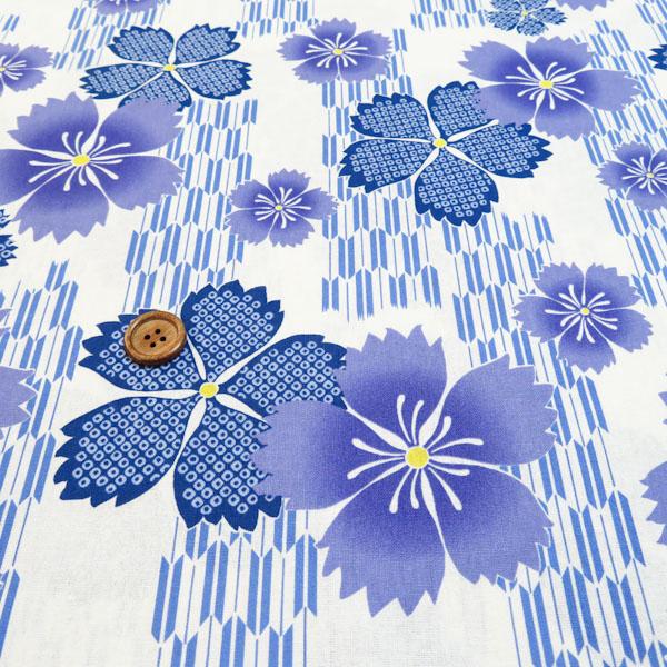 シーチングプリント(撫子　矢絣　オフホワイト×パープル) |  | 01