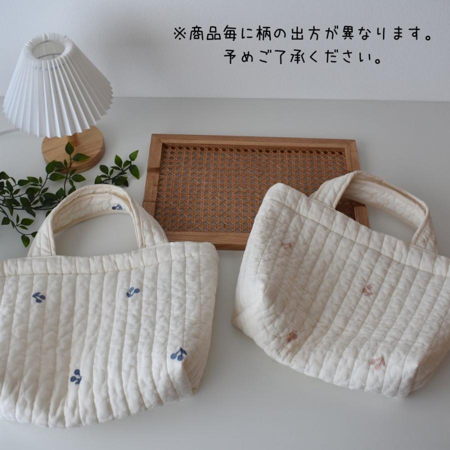 ヌビバッグ さくらんぼの刺繍 イブル イブルバッグ ストライプ 約40
