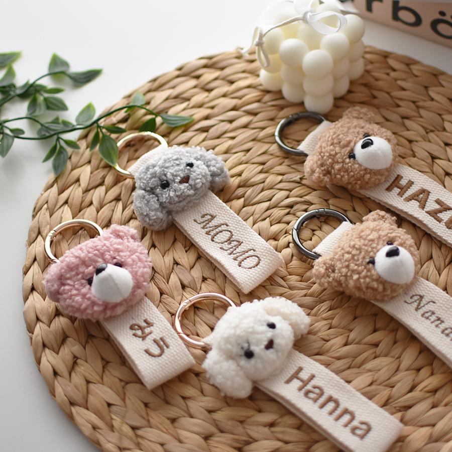 DECO DESEN オリジナル ネームタグ ふわふわ マスコット付 クマ