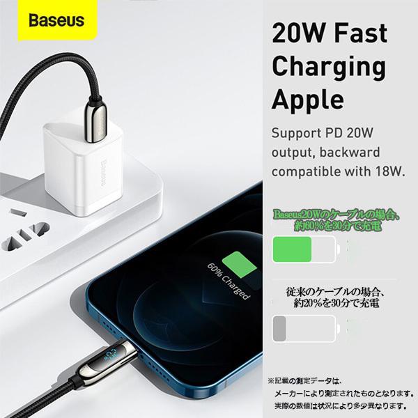 Baseus iPhone PD 20W ライトニング 急速充電 ケーブル Wワット数表記 1m/2m 純正品質 iPhone 13 Pro Max 12 Apple アップル ナイロン編み 耐久 |  | 04
