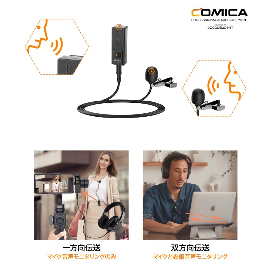 COMICA VDLive10 USB スマホ外付けマイク ステレオマイク 3.5mm/USB端子 収納充電ケース付き 小型軽量 多機能 全指向性2.4GHz無線ラベリアマイク｜docodemo｜08