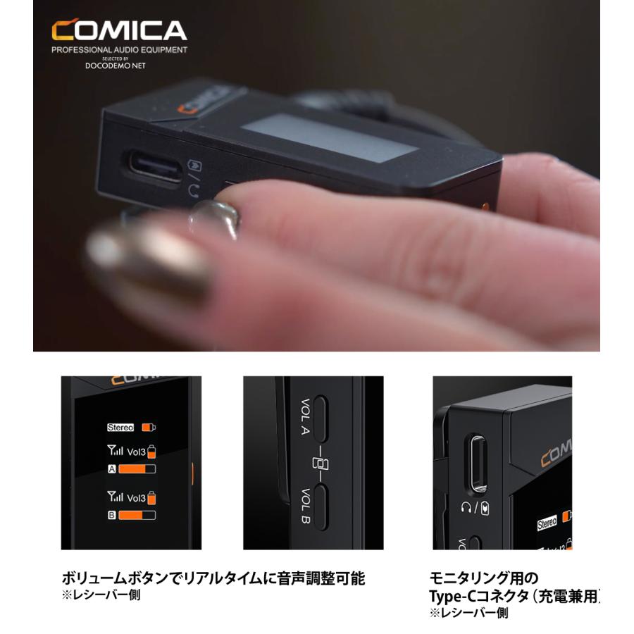 COMICA VIMO C3 2.4G デュアルチャンネル ミニ ワイヤレスマイク