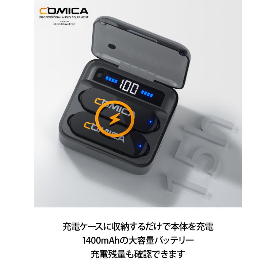 COMICA Vimo S UC ワイヤレスマイク ラベリアマイク ノイズキャンセリング モニター 2.4GHz 伝送距離200m スマホ タブレット PC Type-C 充電ケース付き｜docodemo｜12