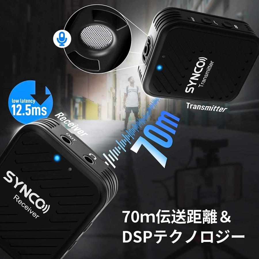 技適マーク認証 SYNCO G1 A1 2.4GHz ワイヤレス マイク 無線マイクロフォン オーディオ 伝送システム カメラ外付け マイク ローカット機能 インタビュー 取材 |  | 03