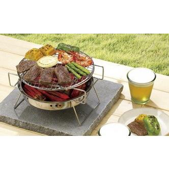 ステンレス製　テーブルグリル　卓上コンロ　BBQ　キャンプ　災害用　携帯袋付き　バーベキューコンロ　コンパクト　アウトドア用品 GRILL | 