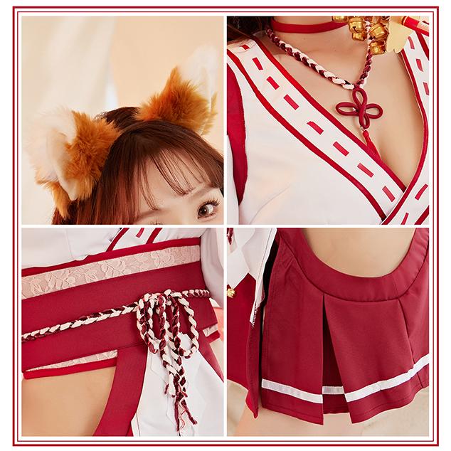 正規品]【あすつく】姫宮まほれ コラボ キツネ 巫女 和装 和服 着物