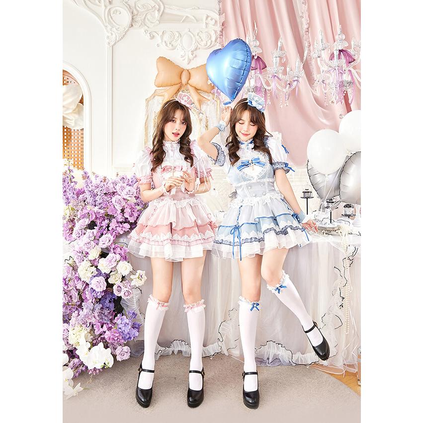 正規品]【あすつく】コスプレ ナース 看護師 青 レース フレアスカート