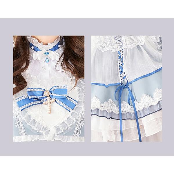 正規品]【あすつく】コスプレ ナース 看護師 青 レース フレアスカート