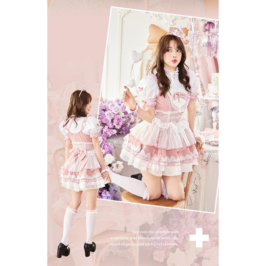正規品]【あすつく】コスプレ ナース 看護師 青 レース フレアスカート