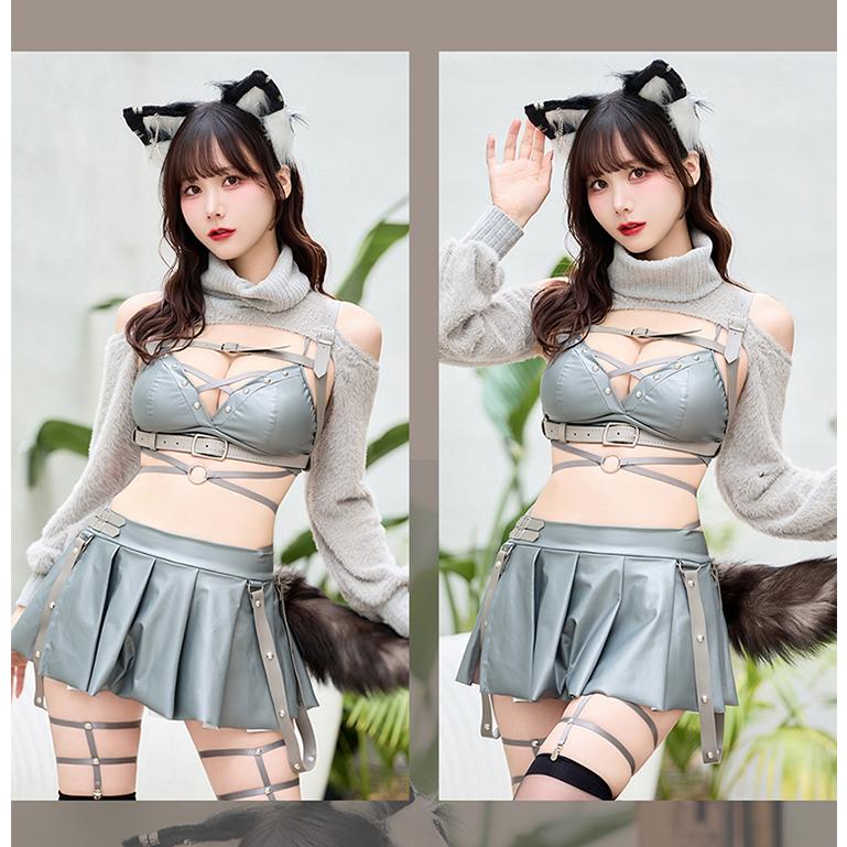 マリームーン コスプレ レザー ねこ ブラック 正規品]【あすつく】コスプレ アニマル 動物 おおかみ レザー ニット