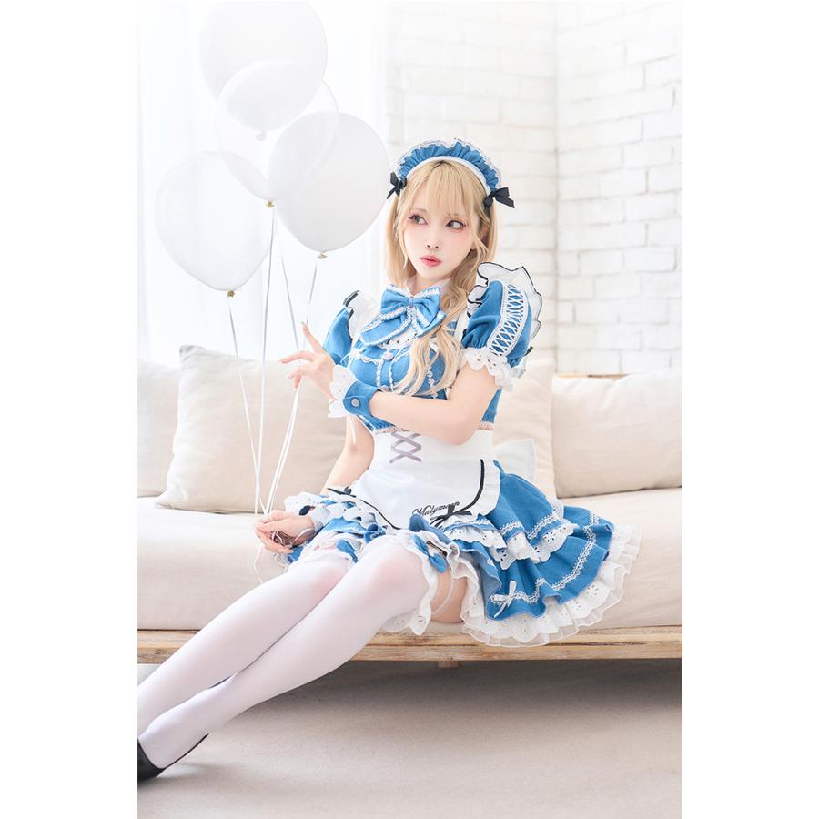 正規品]【あすつく】コスプレ メイド ウエイトレス デニム ブルー