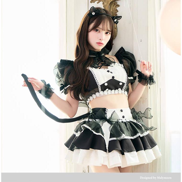 藤咲凪着用完売品コスプレ 花嫁 ねこ マリームーン 11点セットMalymoon 正規品]【ブラックSMサイズは予約】【藤咲凪着用】コスプレ メイド