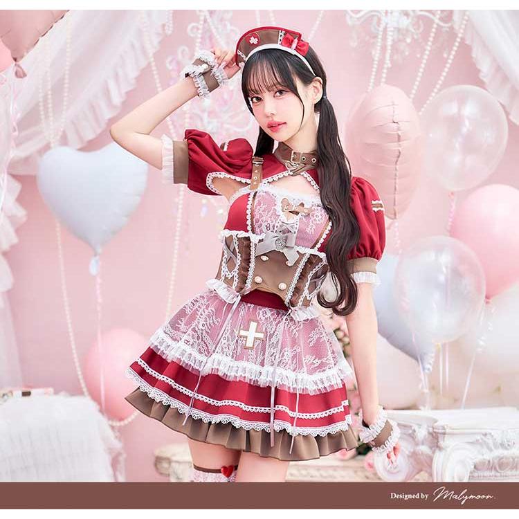 正規品]【あすつく】コスプレ バレンタイン ナース 看護師 レッド 中