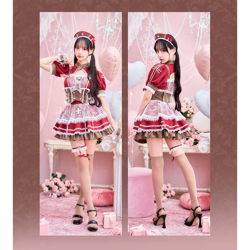 正規品]【あすつく】コスプレ バレンタイン ナース 看護師 レッド 中