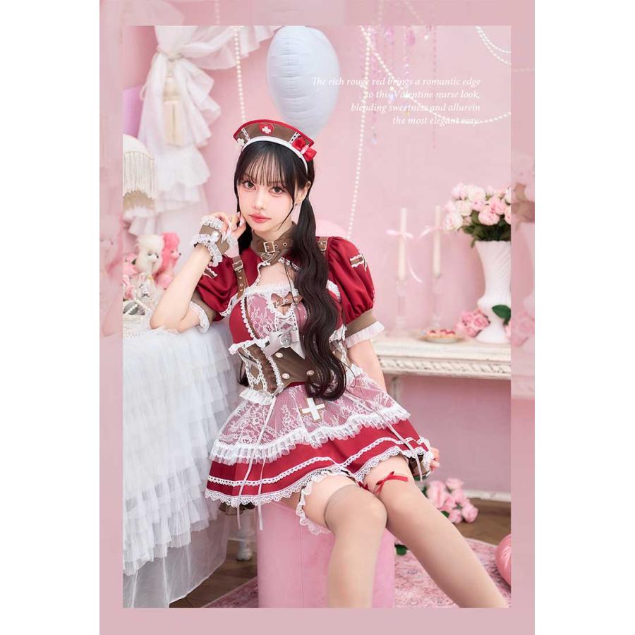 正規品]【あすつく】コスプレ バレンタイン ナース 看護師 レッド 中