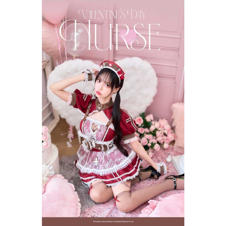 正規品]【あすつく】コスプレ バレンタイン ナース 看護師 レッド 中