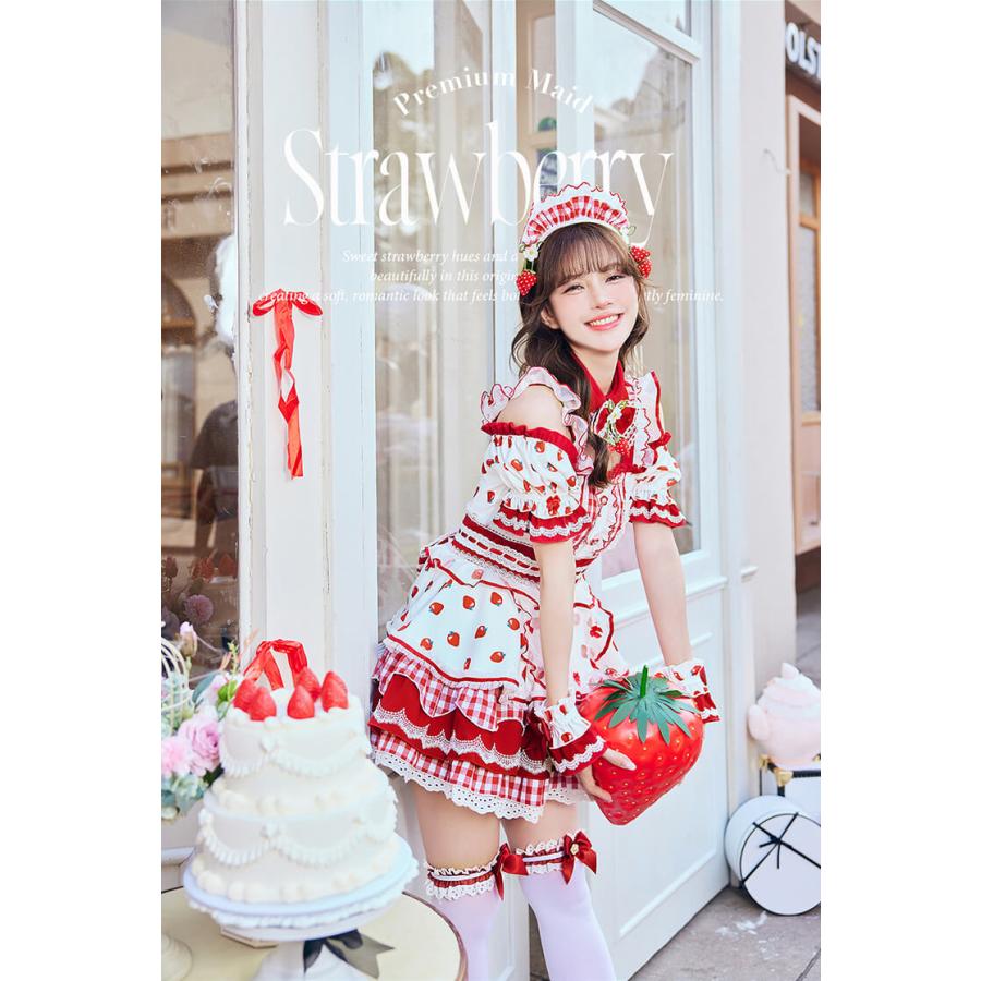 正規品]【予約】コスプレ メイド ウエイトレス ピンク レッド いちご