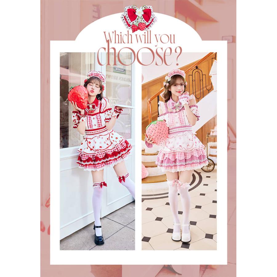 【Malymoon】コスプレメイド ウエイトレス ピンク 正規品]【予約】コスプレ メイド ウエイトレス ピンク レッド いちご