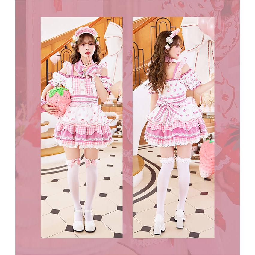 正規品]【一部予約】コスプレ メイド ウエイトレス ピンク レッド