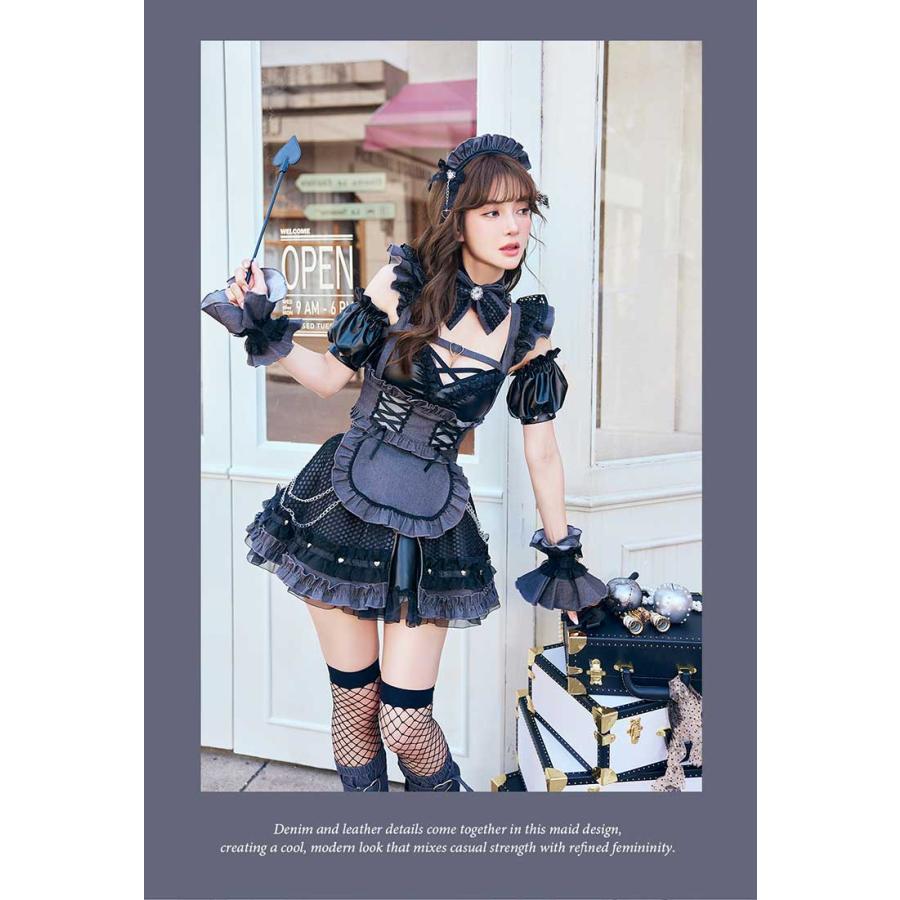 正規品]【あすつく】コスプレ メイド ウエイトレス レザー デニム