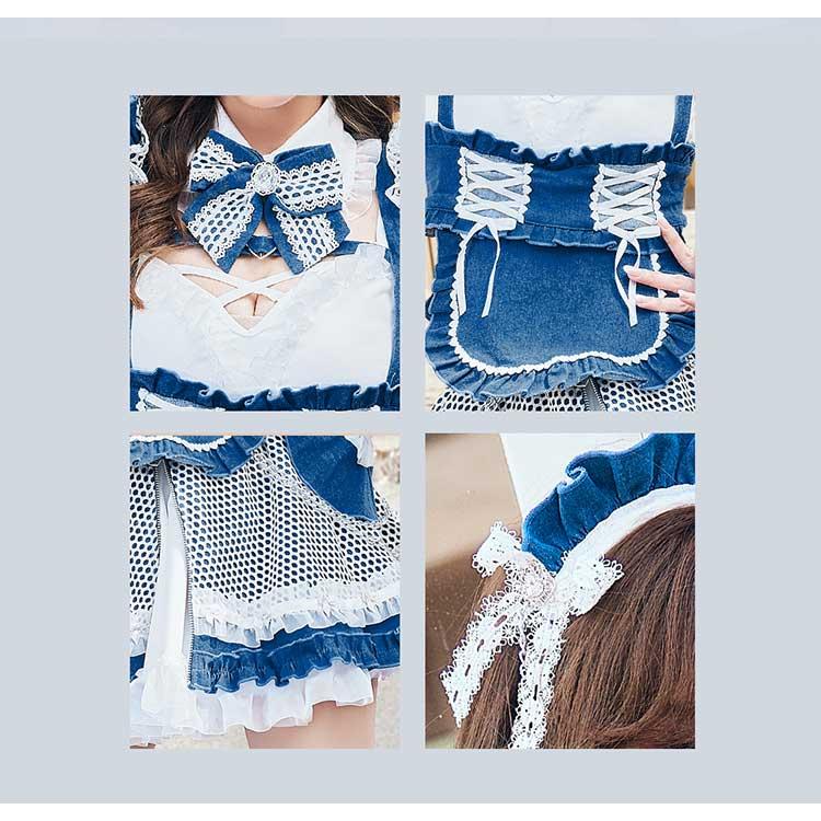 正規品]【あすつく】コスプレ メイド ウエイトレス レザー デニム
