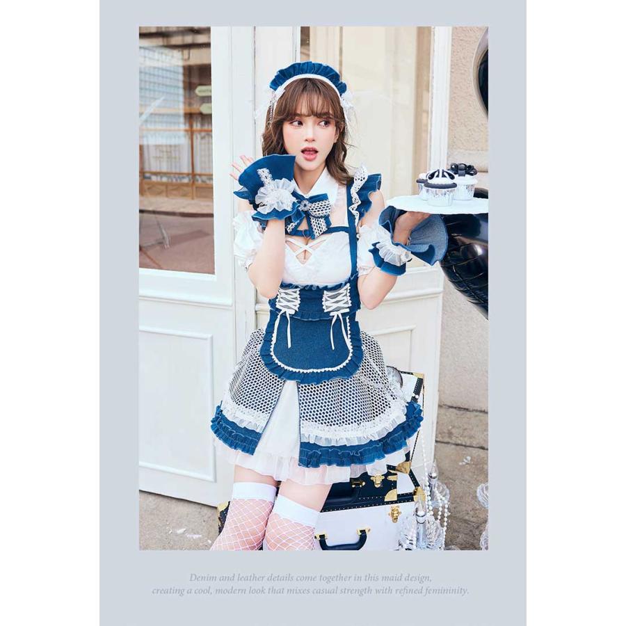 正規品]【あすつく】コスプレ メイド ウエイトレス レザー デニム