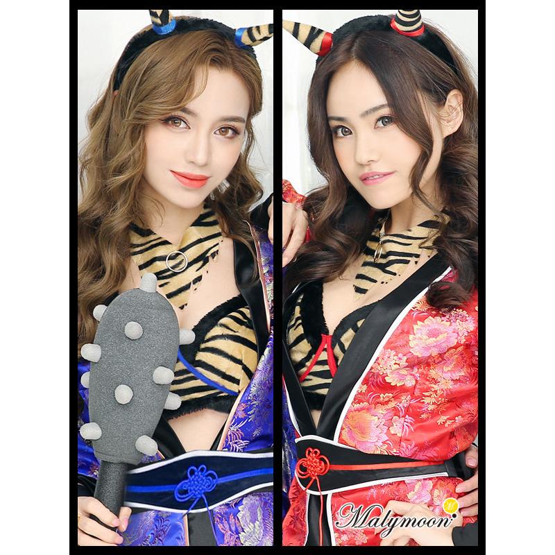 あすつく マリームーン コスプレ 鬼 節分 赤鬼 青鬼 着物 和服