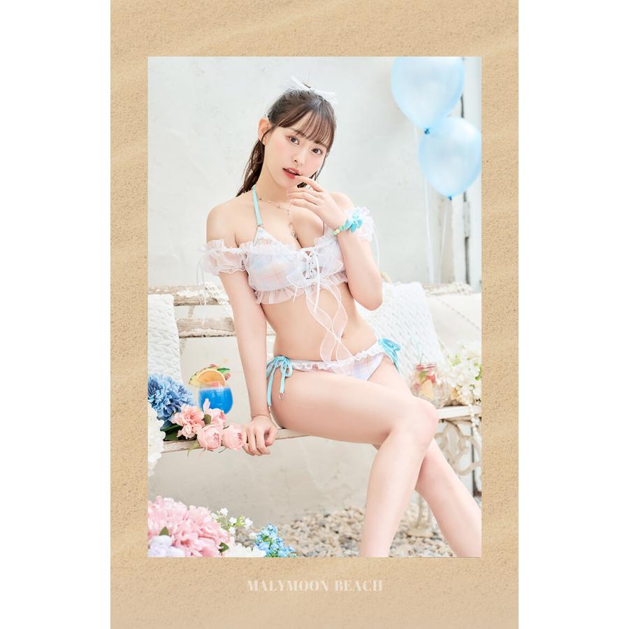 正規品]【あすつく】ビキニ 水着 ライトブルー ピンク チェック