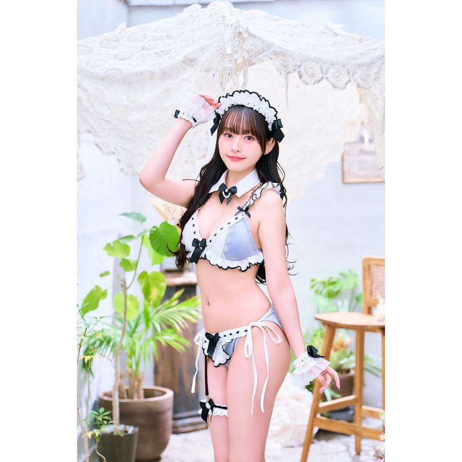 正規品]【あすつく】コスプレ ビキニ リボン ホワイト ブラック フリル