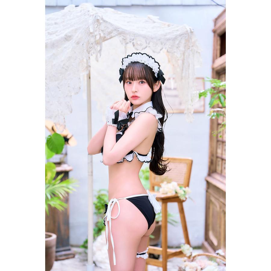 正規品]【あすつく】コスプレ ビキニ リボン ホワイト ブラック フリル
