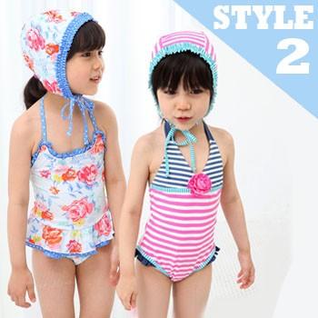 送料無料激安祭 女の子 水着 ワンピース 花柄 ボーダー セット 水泳帽 スイミング用品 子供服 韓国子供服 ドドキッズ 90 100 110 1 130 140 150 160 05p06aug16 Swim 009 Cisama Sc Gov Br