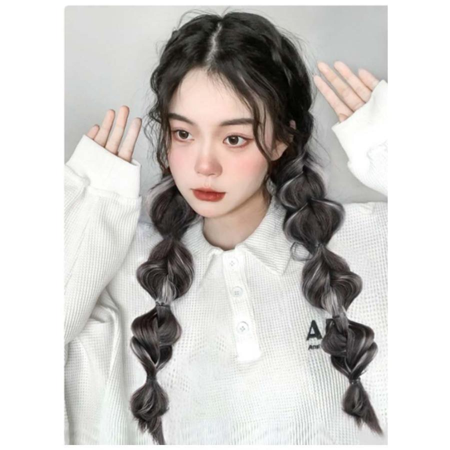 ポニーテール 三つ編み カラー ヘアアクセサリー つけ毛
