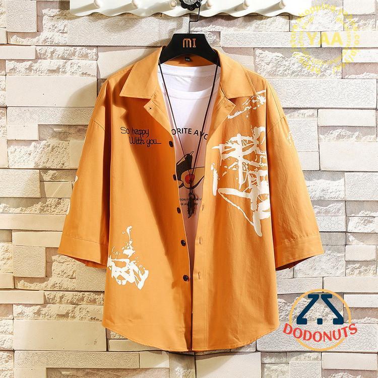 メンズ カジュアルシャツ 開襟シャツ 七分袖シャツ メンズシャツ ビジネス 夏 サマー トップス｜dodonuts-shop｜03