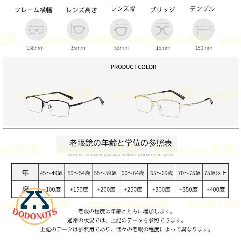 老眼鏡  累進多焦点 アンチブルーライト 自動的にスマートズーム 拡大鏡 合金 軽量 小型 高級  パソコン用メガネ reading glasses｜dodonuts-shop｜03