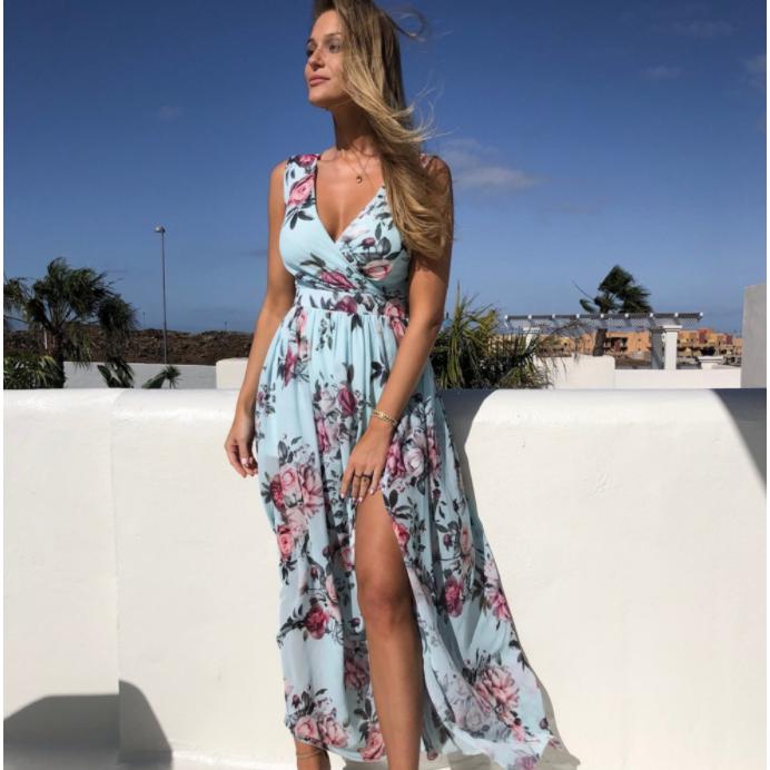 ハワイアンドレス　ムームー　レディース 370001-Bu ムームー 3WAYリゾートワンピース ハイビスカス ブルー