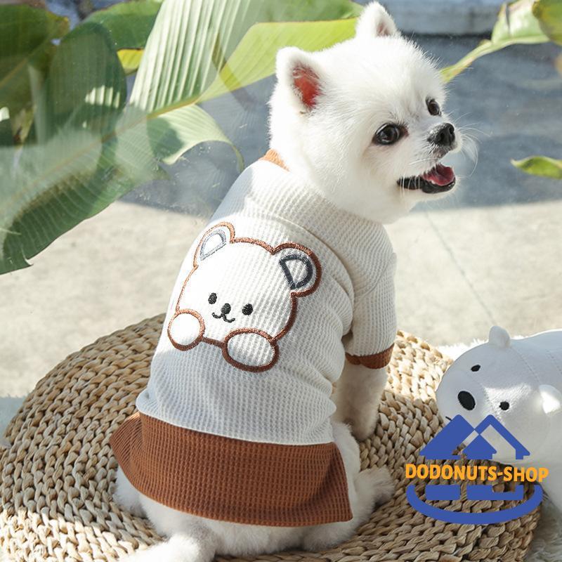 ペットウェア ドッグウエア Tシャツ カットソー ワンピース 犬服 洋服 犬 猫 ワッフル生地 くま かわいい プルオーバー キャットウェア ドッグウ｜dodonuts-shop｜06