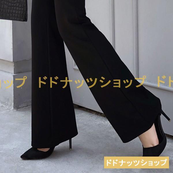 レディースパンツ ボトムス フレアパンツ OL ストレート ビジネス フルレングス ハイウエスト ストレッチ 美脚 ガウチョパンツ カジュアル 通勤｜dodonuts-shop｜19