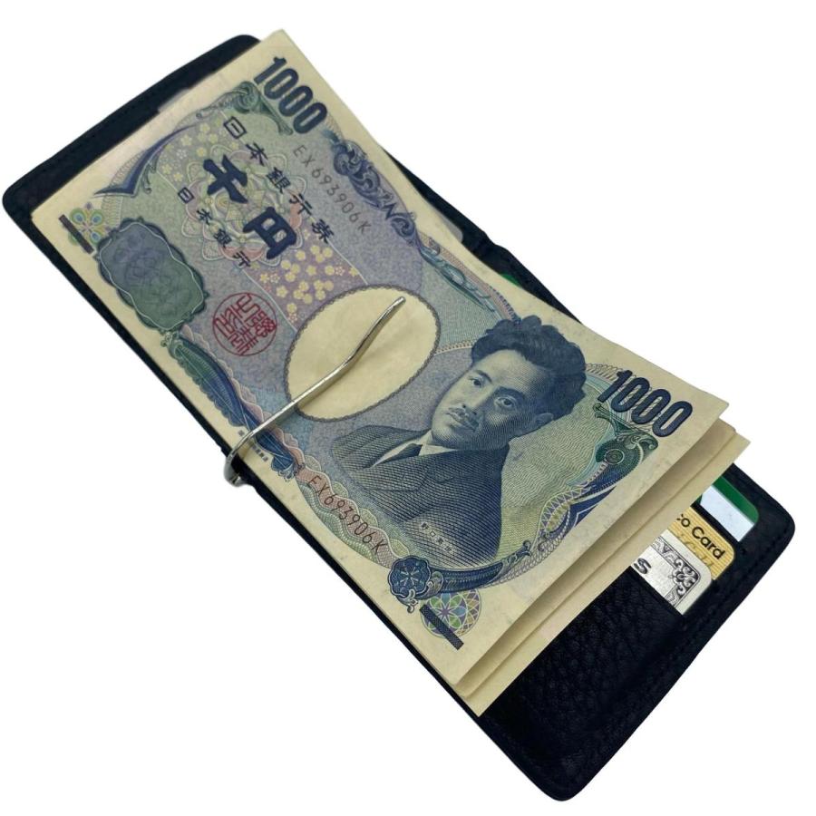 マネークリップ 本革 カードケース 8枚収納 二つ折り 薄い 軽い お