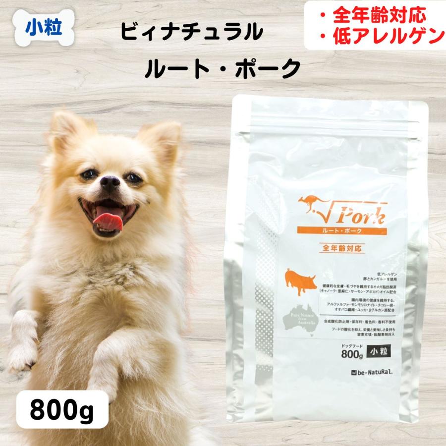 ビィナチュラル 無添加 ドッグフード ルート・ポーク 小粒 800g 犬用