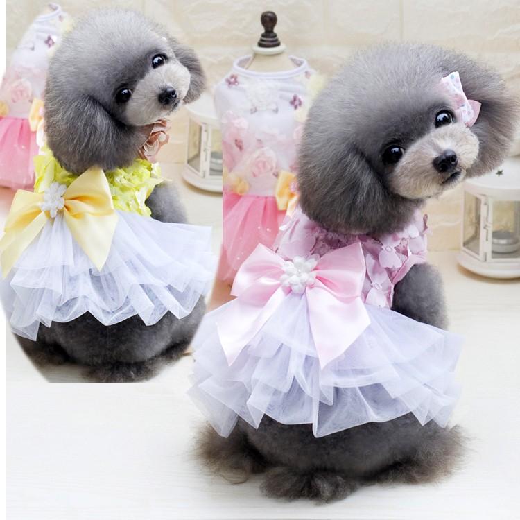 リボン ウェディングドレス 結婚式 蝶 イエロー ピンク 冠婚葬祭 ドレス コスプレ ハロウィン 仮装 ナイロン ドッグウェア 犬服 犬 服