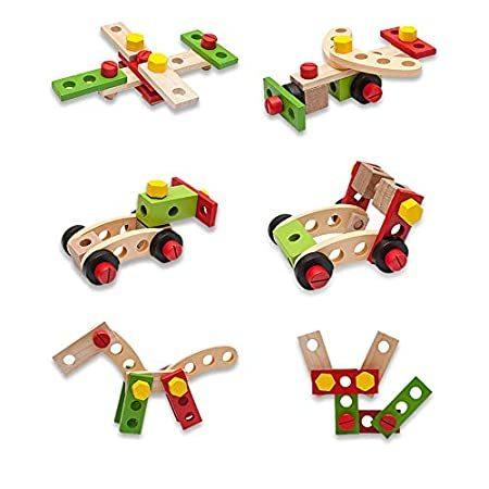 Toy Bolts and Nuts Wooden Boxgear for Blo Building Wooden Pcs 28 Toddlers ままごと 最新コレックション