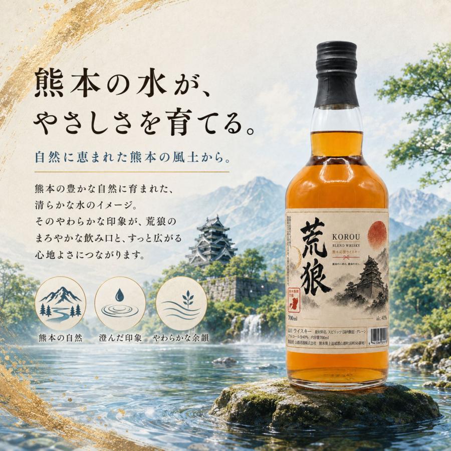 荒狼(KOROU) 熊本復興ラベル 700ml 40% BLENDED WHISKY 熊本