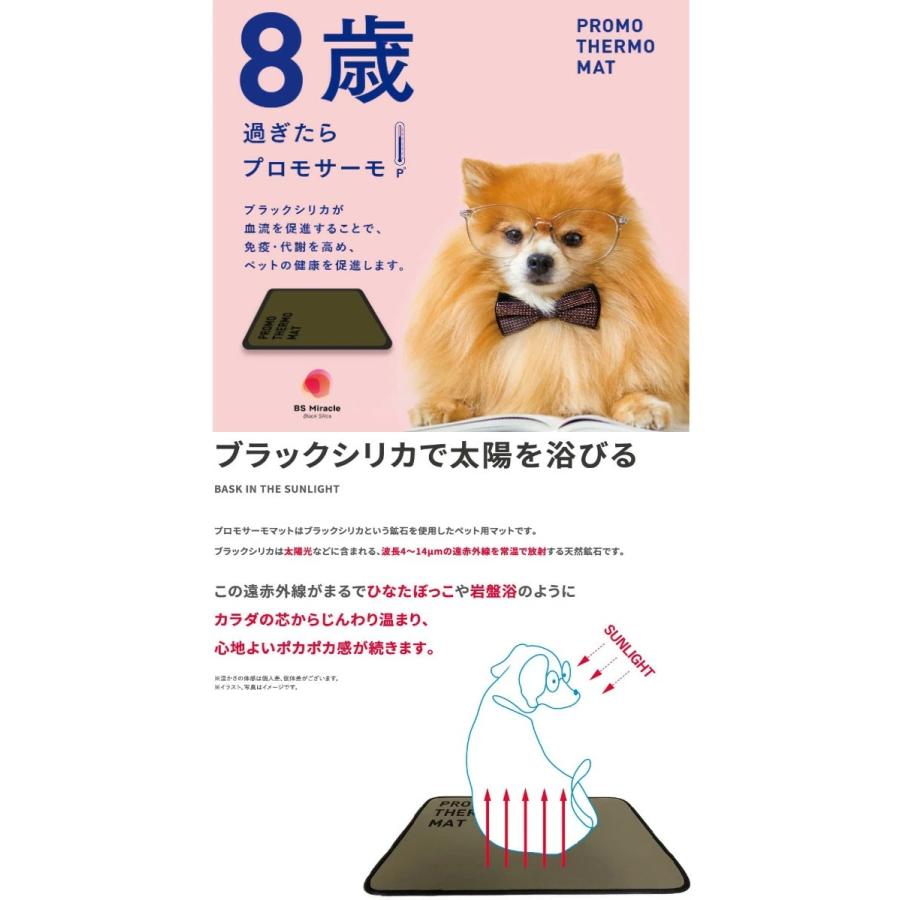 プロモサーモマット ブラックシリカ ペット Lサイズ 犬用 猫用 天然