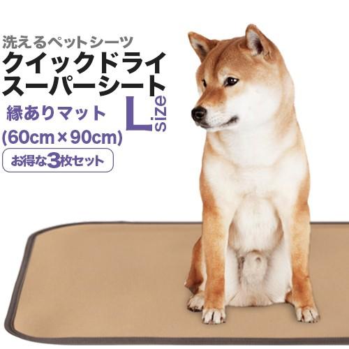 消臭・洗えるペットシーツ「クイックドライ・スーパーシート」Ｌサイズ（60×90cm／吸水約540cc）３枚セット　SALE　在庫限り