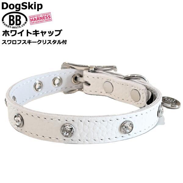 BB 首輪 ホワイトキャップ 1号 スワロフスキークリスタル付 ID カラー バディーベルト buddybelt バディベルト シンプル かわいい_1