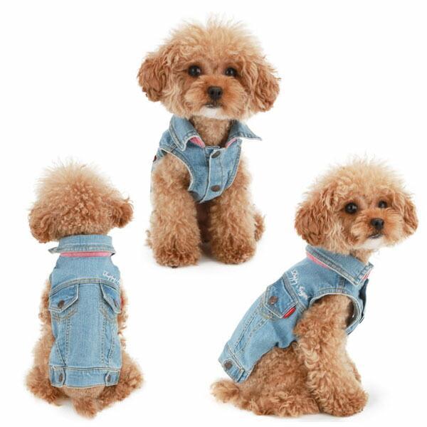 デニム犬服 ベスト&シャツ スタイル 小型犬用 犬用 PAオキオデニムベスト / S,SM,M,ML,L,XLサイズ パピーエンジェル