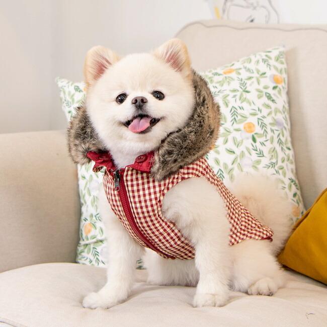 ホリスリバーシブルスリーブレスダウンジャンパー：HOLLIS：S,M,Lサイズ PUPPIA パピア ペット ドッグの画像