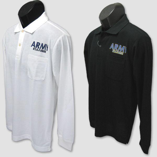 ミリタリープリント長袖ポロシャツ　“ARMY NY.A.F.BASE”　【サイズ：2XL・3XL】 |  | 01
