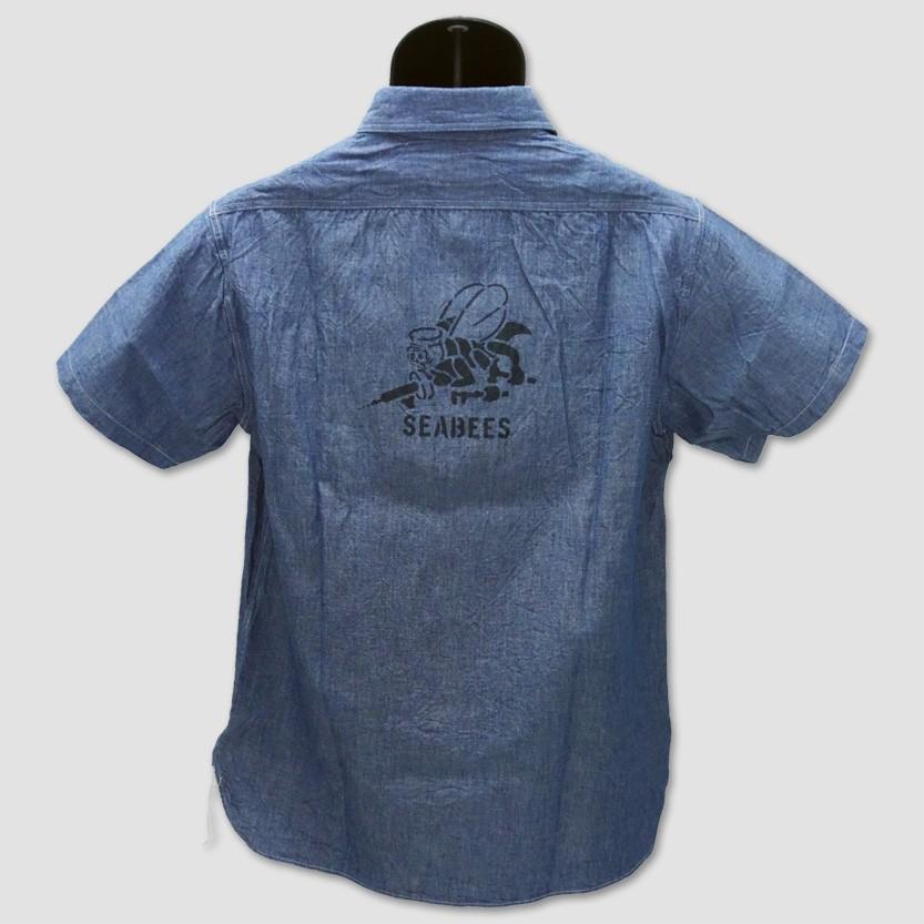 バズリクソン　BUZZ RICKSON'S　半袖ブルーシャンブレイ・プリントワークシャツ　“BLUE SHAMBRAY S/S PRINT WORK SHIRT” BR38141 | BUZZ RICKSON'S | 02